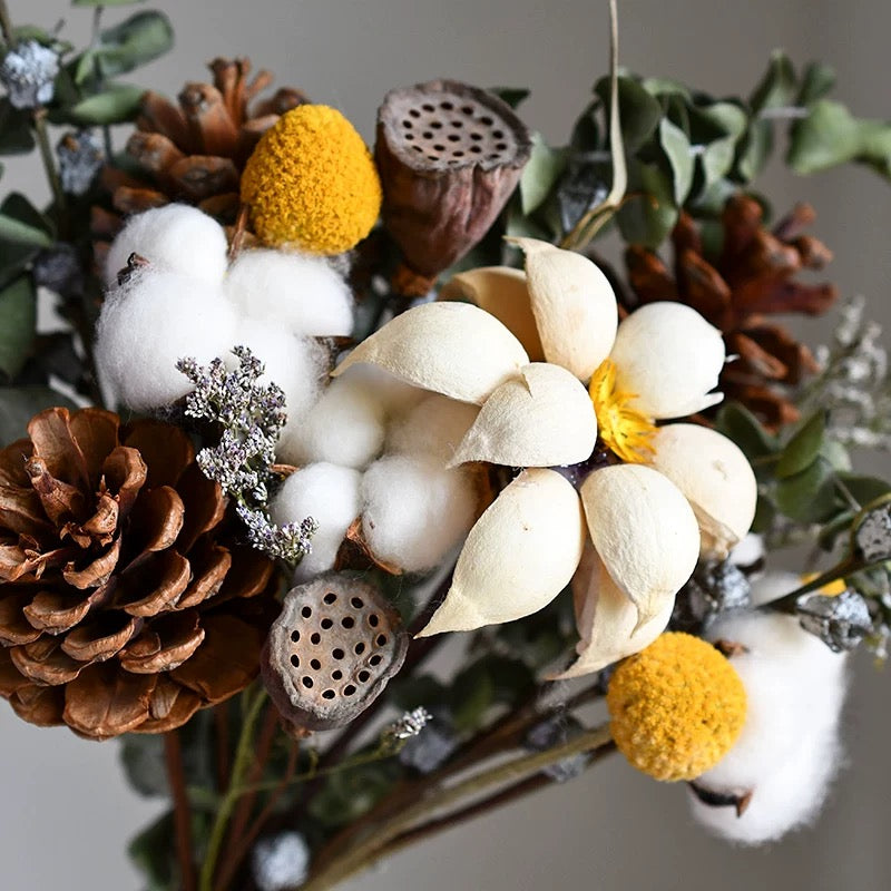 Magnolia Eucalyptus Leaf Golden Bulb Dried Bouquet